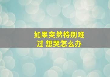 如果突然特别难过 想哭怎么办